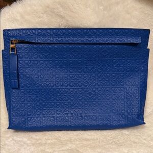 Loewe calfskin T Pouch Anagram Embossed Leather NEW Aunthentic